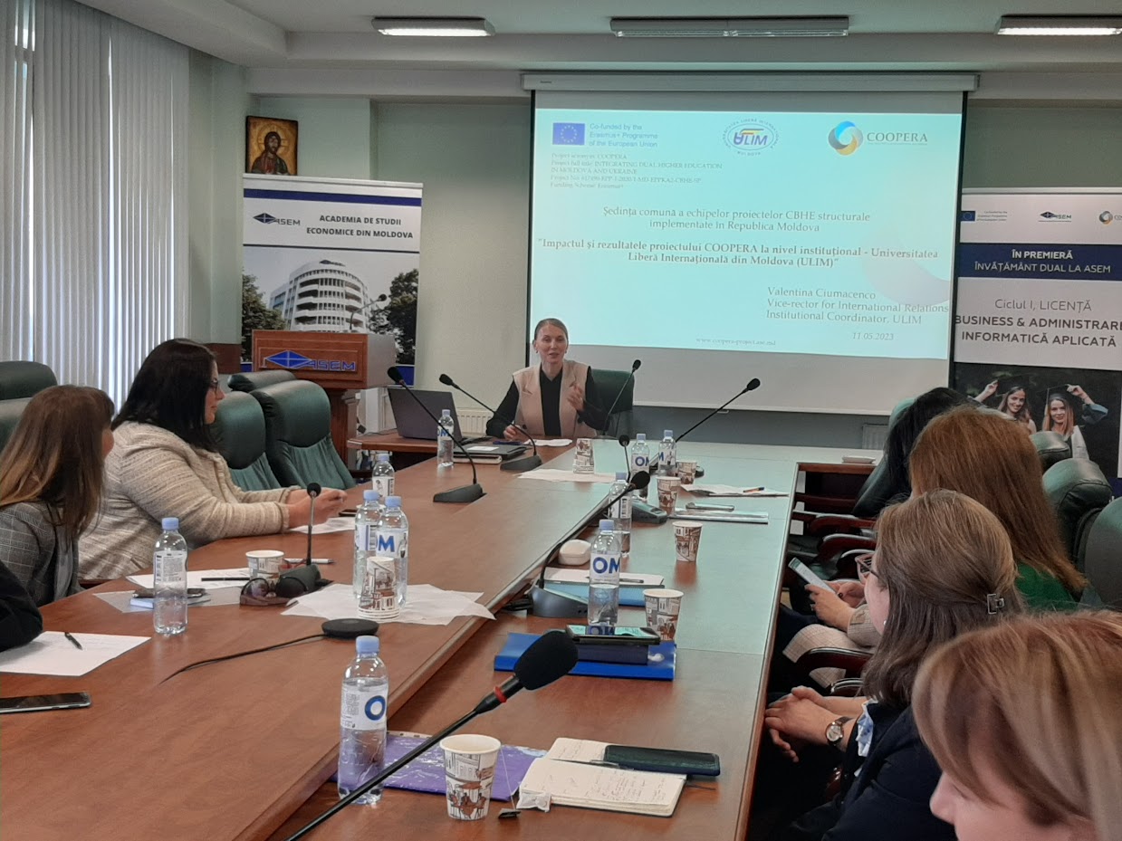 Ședința cluster în cadrul proiectelor ERASMUS+ :„Integrating Dual Higher Education In Moldova and Ukraine – COOPERA”