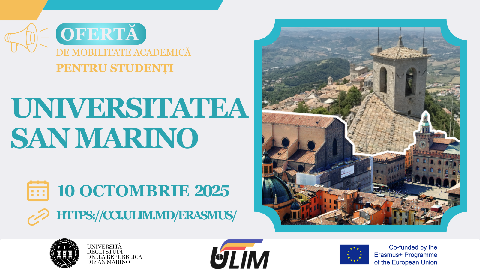 Ofertă de mobilitate academică pentru studenții ULIM – Universitatea San Marino