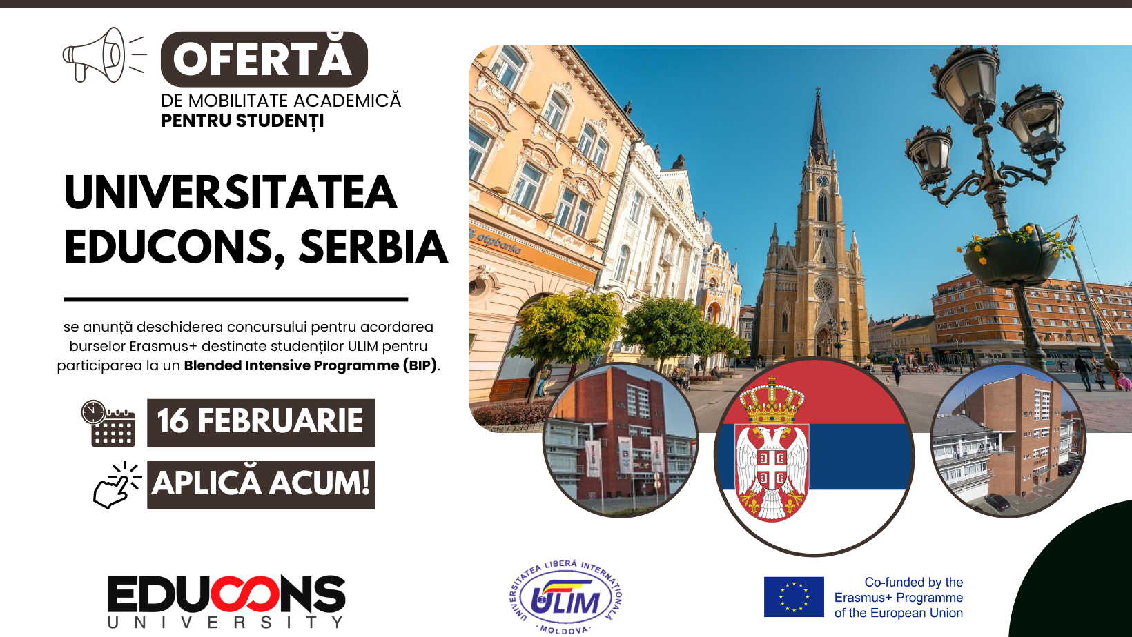 ANUNȚ – CONCURS ERASMUS+